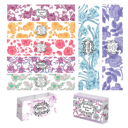 PandaHall 90pcs Flower Soap Tape Labels DIY-PH0005-27-1