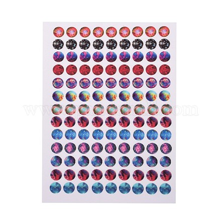 DIY Scrapbooking Bottle Caps Non-Adhesive Paper Galaxy Picture Stickers Collage Sheets for Clear Flat Round Glass Tile Cabochon Pendants AJEW-L025-03-1