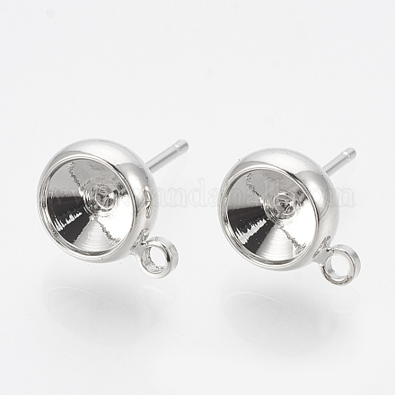 Brass Stud Earring Settings KK-Q750-070D-P-1