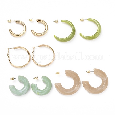 C-shape Stud Earrings EJEW-D277-12G-1