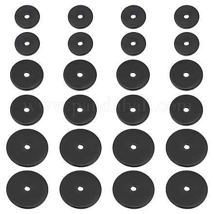 UNICRAFTALE About 60pcs 3 Sizes Black Flat Round Beads Stainless Steel Disc Beads Rondelle Spacer Beads for DIY Jewelry Making 6/8/10mm STAS-UN0037-99-1