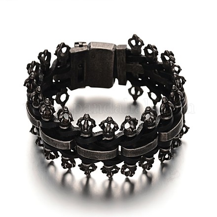 Crown 304 Stainless Steel Chain Cord Bracelets BJEW-N298-03-1
