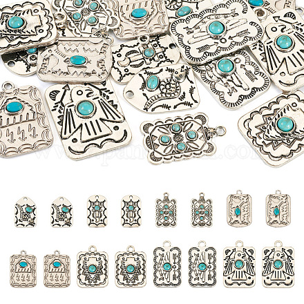 16 pièces 8 styles pendentifs turquoise synthétiques FIND-TA0003-26-1