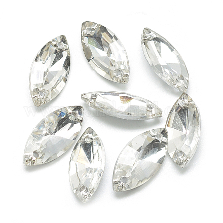 Pointed Back Glass Rhinestone Links Connectors RGLA-T025-7x15mm-01-1