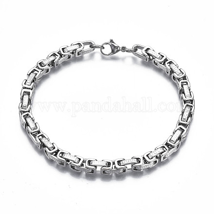 201 bracelet chaîne byzantine en acier inoxydable pour homme femme BJEW-S057-81-1