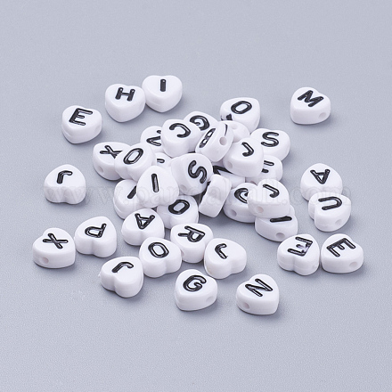 Perles de lettre de trou horizontal acrylique X-MACR-PB37C9679-2-1