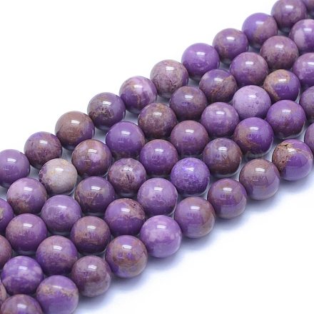 Fili di perle di pietra mica naturale di lepidolite / viola G-L552H-09C-1