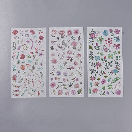 DIYスクラップブックステッカー  花のテーマ  ミックスカラー  20x10x0.1cm  3個/袋 DIY-WH0118-02B-1