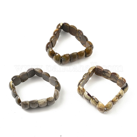 Braccialetti elasticizzati con perline di agata messicana naturale BJEW-D036-01-1
