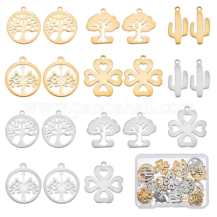 SUNNYCLUE 40Pcs 5 Style 304 Stainless Steel Charms STAS-SC0003-48-1