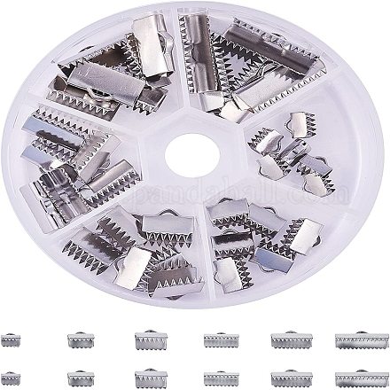 PandaHall Elite 36 pcs 304 Stainless Steel Ribbon Ends/Clamps STAS-PH0018-25P-1