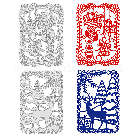 GLOBLELAND 2Pcs 2 Style Christmas Themed Pattern Carbon Steel Cutting Dies Stencils DIY-DM0002-51-1