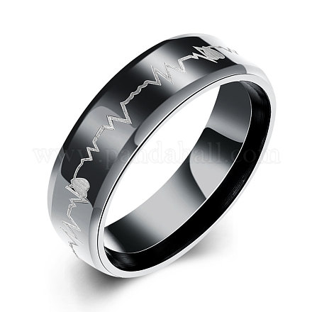 Модные 316л титановые стальные сердцебиение широкие кольца для мужчин RJEW-BB07094-8-1