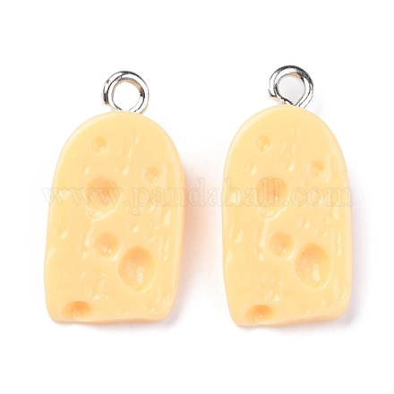 樹脂チャーム  プラチナアイアンペグベイル付き  模造食品  チーズ  ナバホホワイト  20x10x5.5mm  穴：2mm RESI-O009-06-1