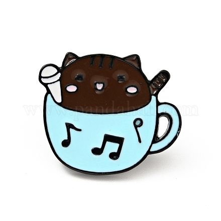 Pin de esmalte de gato de taza de café JEWB-H009-01EB-14-1