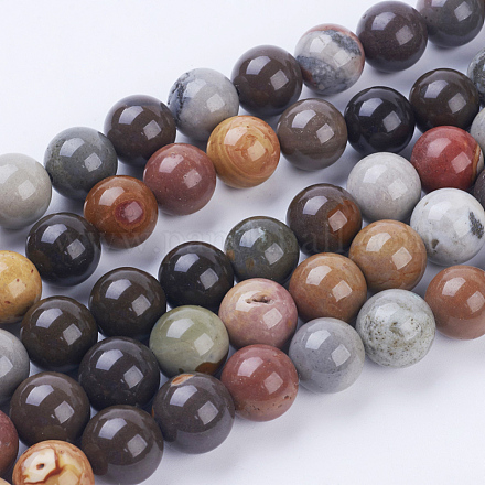 Chapelets de perles en jaspe d'océan naturelle G-P318-01-12mm-1
