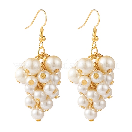 Trendy Glass Pearl Bead Cluster Earrings EJEW-JE01139-1
