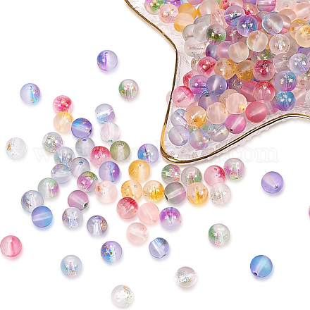 Fili di perle di vetro verniciato a spruzzo satinato GLAA-PH0008-17-1