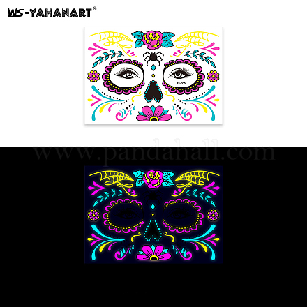Masque avec motif de fleurs tatouages d'art corporel lumineux LUMI-PW0001-135E-1