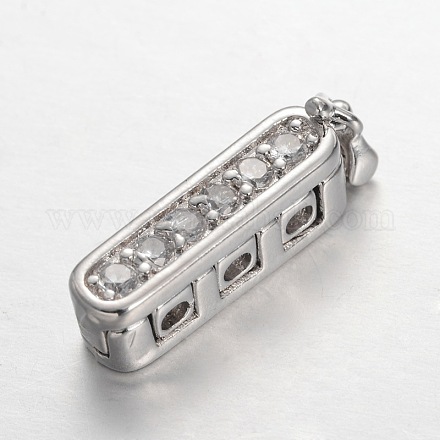 Rectangle Brass Micro Pave Cubic Zirconia Twister Clasps ZIRC-O018-08P-RS-1