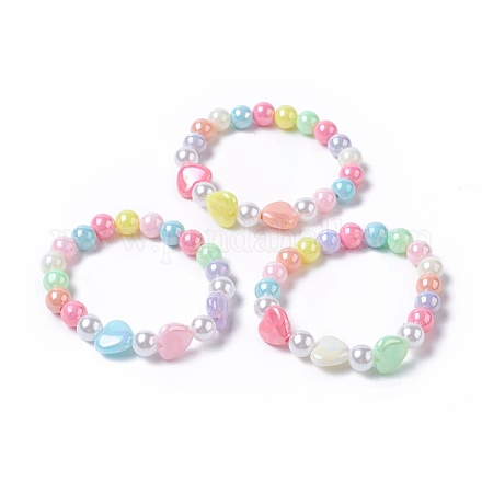 Bracelets extensibles en perles acryliques pour enfants BJEW-JB04838-M-1
