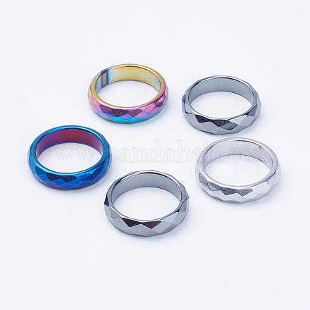 Electroplate Non-Magnetic Synthetic Hematite Rings RJEW-F068-20mm-1