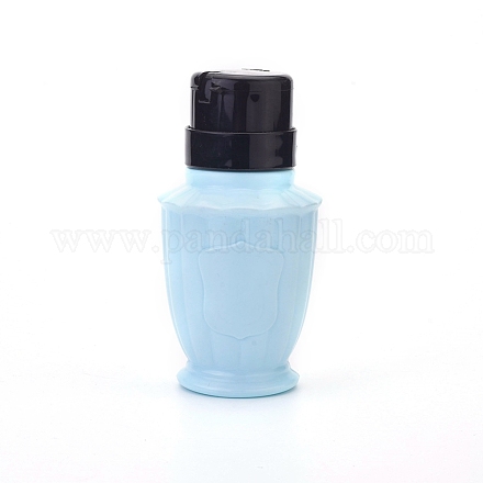 空のプラスチックプレスポンプボトル  マニキュアリムーバー清潔な液体の水の貯蔵ボトル  フリップトップキャップ付き  ブルー  13.2x6.8cm X-MRMJ-WH0059-30C-1
