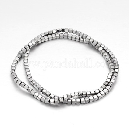 Cube Electroplate Non-magnetic Synthetic Hematite Beads Strands G-P110-03G-1