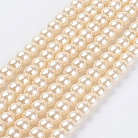 Brins de perles de verre teint écologiques HY-A008-6mm-RB096-1