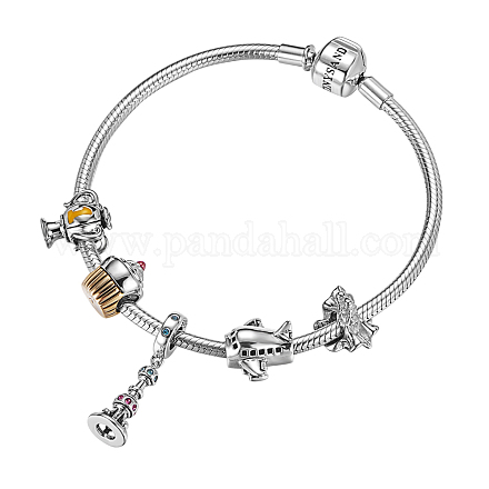 TINYSAND Sterling Silver Happy Birthday European Charm Bracelets TS-Set-001-22-1