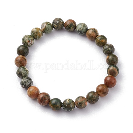 Bracelets de perles de jaspe rhyolite naturel BJEW-JB06471-1