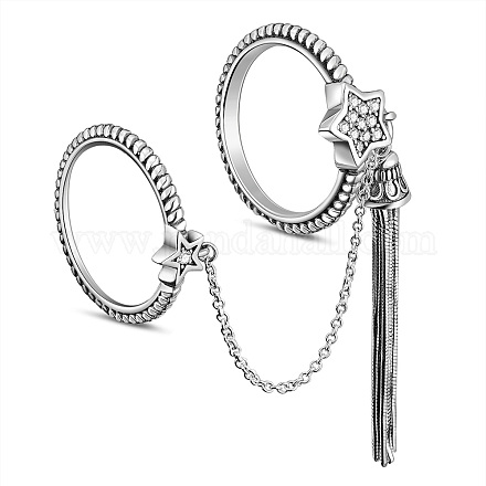 Shegrace 925 anillos dobles de plata esterlina tailandesa JR721A-01-1