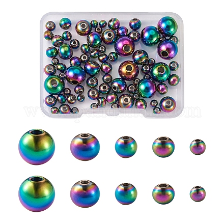 Mega pet rack placage couleur arc-en-ciel 304 perles en acier inoxydable FIND-MP0001-07-1