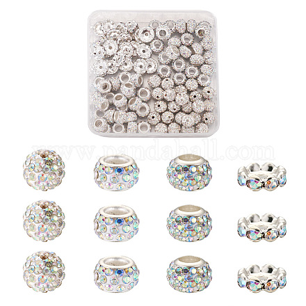 Cheriswelry 100Pcs 4 Styles Pave Disco Ball Beads RB-CW0001-01-1