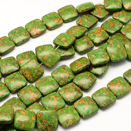 Dyed Synthetic Turquoise Square Bead Strands TURQ-Q100-05A-02-1