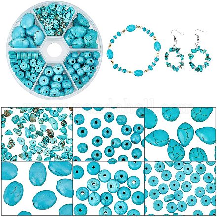 Arricraft etwa 250 Stück 6 Stile türkisfarbene Perlen G-AR0004-32-1