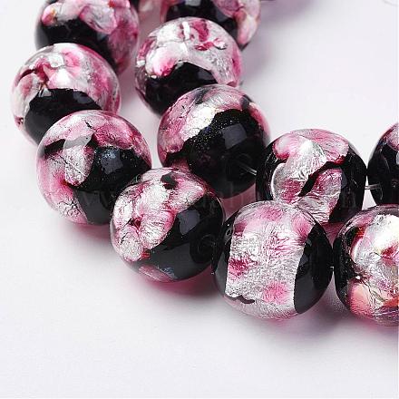Perles en verre d'argent feuille manuelles FOIL-E012-01A-1