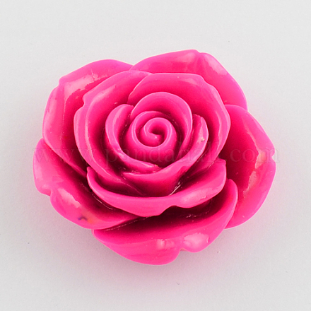 Rosa abalorios de resina de flores para los niños collar de chicle RESI-R110-06-1