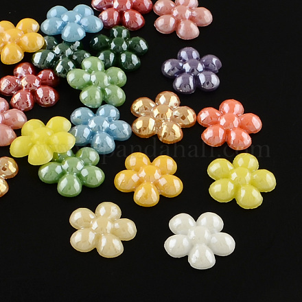 Pearlized Plated Opaque Glass Cabochons PORC-R041-10x10-M-1