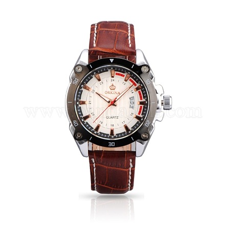 Acier inoxydable de haute qualité montre-bracelet en cuir WACH-A002-10-1