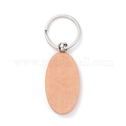 Porte-clés en bois naturel HJEW-P008-01-1