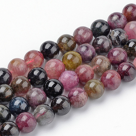 Chapelets de perles en tourmaline naturelle G-Q961-01-4mm-1