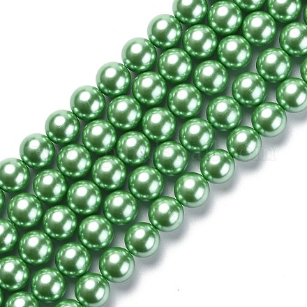 Umweltfreundliche runde Perlenstränge aus gefärbtem Glasperlen HY-A002-12mm-RB008N-1