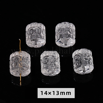天然水晶彫刻ビーズ  DIYジュエリーアクセサリー  コラム  14x13mm PW-WG47223-04-1
