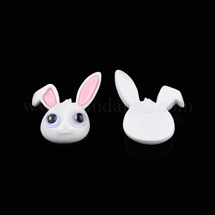 バニー樹脂カボション  プラスチック付き  ウサギの頭部  ホワイト  28x26x10mm X-CRES-S363-17-1