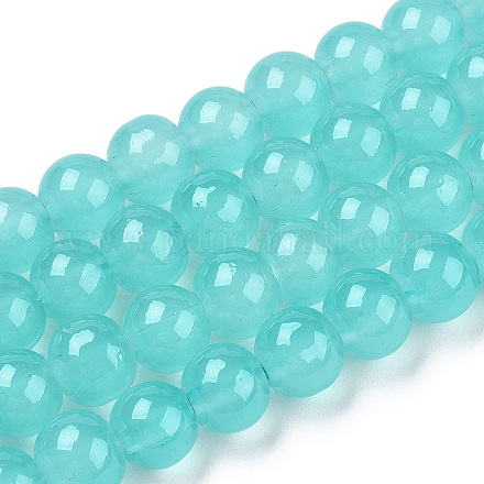 Chapelets de perles rondes en verre imitation jade peint DGLA-Q021-8mm-25-1