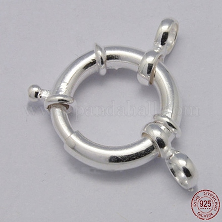 925 cierre de anillos de resorte de plata esterlina STER-A007-13B-1
