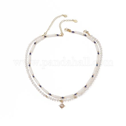 Colliers de jade blanc naturel et de perles de cristal NJEW-JN04137-1
