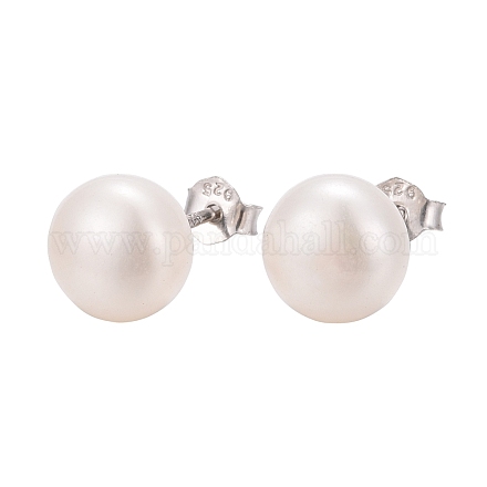 Pearl Ball Stud Earrings X-EJEW-Q701-01C-1