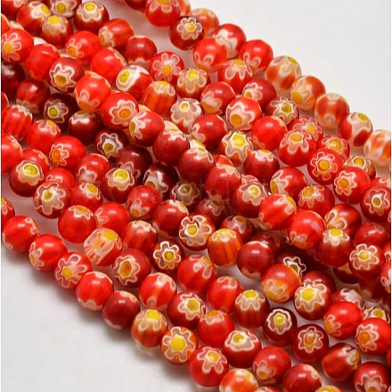 Round Millefiori Glass Beads Strands LK-P002-11-1